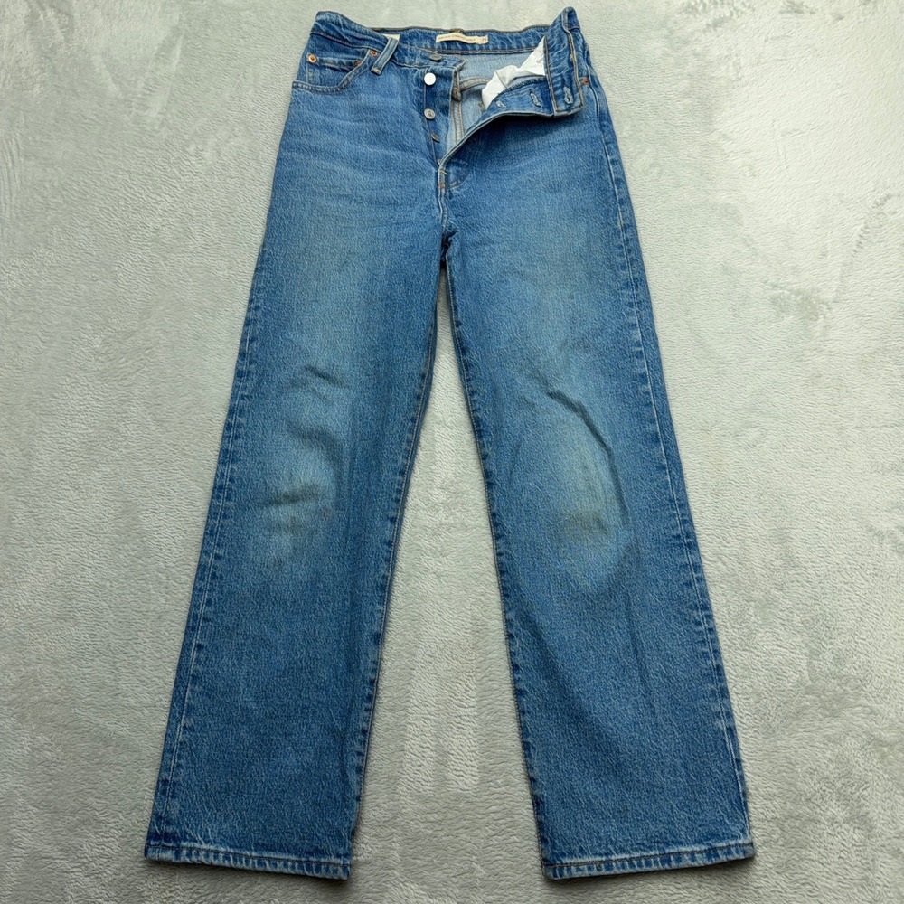 Levi's Premium Jeans Womens 26 Blue Ribcage Straight Ankle Button Fly Denim